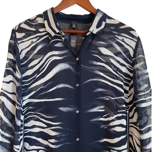 Chicos 3 Women TunicTop XL Abstract Animal Print Zipper Accent Rocker Whimsigoth - Picture 8 of 16